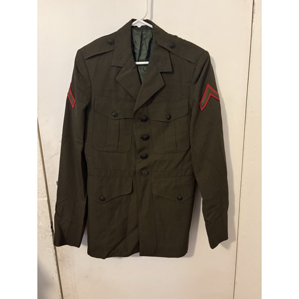 Vintage USMC Marine Corps Alpha Green Dress Uniform Coat Jacket PFC M⁠